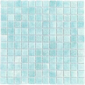 Tenedos Square 1x1 Blue Recycled Glass Mosaic Floor Wall Pool Tile Backsplash (Exact Size 7/8 Inch) for Kitchen Swimming Pool Tile, Bathroom, Accent Decor (Mint Blue, 1 Sheet)