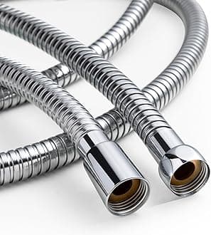 OFFO Large Bore Shower Hose 2m, 11mm Bore High-Flow Anti-Kink Shower Hose Stainless Steel Replacement High Pressure Shower Hoses,Universal Leakproof,Chrome