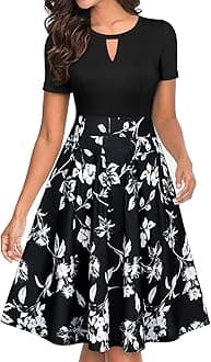 Women's Vintage Floral Flared A-Line Swing Casual Party Dresses with Pockets