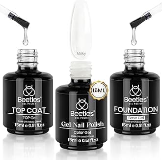 Beetles 3 Pcs 15ml Milky White Gel Polish Set - No Wipe Top Coat & Base Coat - Cruelty-Free - LED Nail Lamp Required