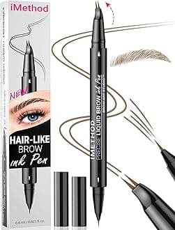 iMethod Curved Eyebrow Pen - Eyebrow Pencil, Brow Pencil 2-in-1 Dual-Ended Microblading Eyebrow Pen with Micro-Fork-Tip and Precise Brush-Tip Create Natural Hair-Like Brows, Last All-Day, Blonde