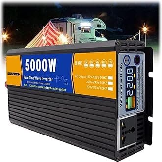 5000W DC 12V/24V/48V/60V/72V Pure Sine Wave Inverter Charger DC Input AC Output 120V/240V Low Frequency Solar Power Inverter Converter,72V to 220V