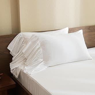 QSH Queen's House White Pillowcases Ruffle Pillow Shams Standard Size Set of 2-Style G