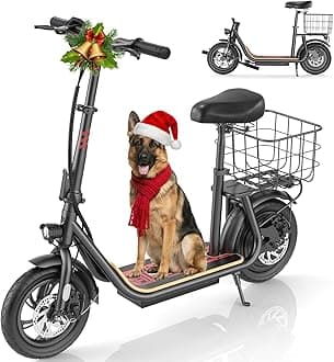 Caroma Peak 800W/1200W Electric Scooter with Seat 12" Tire, 30 Miles Range 20MPH Max Speed, Foldable Electric Scooter for Adults 300 LBS Max Load