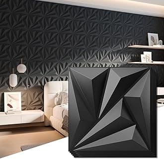 Art3d 100 Pack Decorative 3D Wall Panels 11.8 x 11.8 Inch Covering 97 Sq.ft - Glue Up PVC Wall Panels for Interior Wall Décor, Living Room, Office and Home, Black