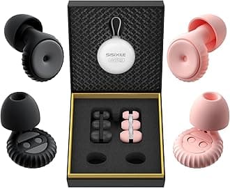 Noise Cancelling Earplugs 2 Pairs for Sleeping, Travel, Office - Soft Silicone Earplugs, 35dB Noise Reduction, Comfortable, Reusable, Multiple Sizes XS/S/M/L for Snoring, Focus & Study - Black & Pink