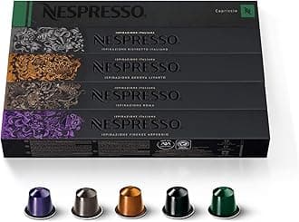 Nespresso Original Coffee Pods, 50 Mixed Pack - 10 Arpeggio, 10 Ristretto, 10 Capriccio, 10 Roma, 10 Livanto Capsules for Nespresso Machines. Make Espressos, Cappuccino and Macchiato. Recyclable Pods