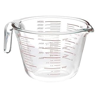 Amazon Basics Large Size Glass Measuring Cup, 8 Cup (2L), Easy-to-Read Markings, Dishwasher/Microwave/Freezer/Oven Safe (Previously AmazonCommercial)