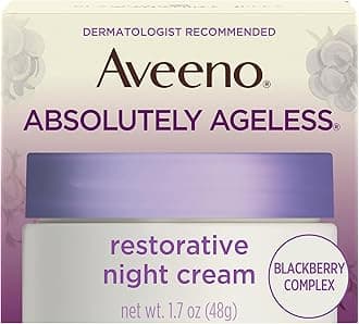 Aveeno Absolutely Ageless Restorative Night Cream Facial Moisturizer with Antioxidant-Rich Blackberry Complex, Vitamin C & E, Hypoallergenic, Non-Greasy & Non-Comedogenic, 1.7 fl. oz