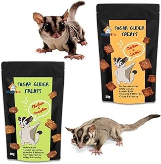 Sugar Glider Treats Combo | Chicken-Carrot + Chicken-Pumpkin | Travel Pack | Crunchy Snack | 30g + 30g