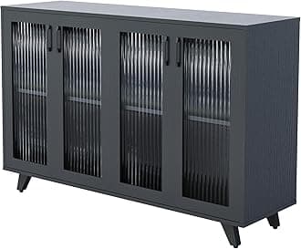 Kitchen Buffet Server Table Accent Sideboard Cupboard Server Buffet Console Table with Doors Cabinet (49inch, Black)