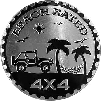 Beach Badge Rated Car Emblem, 4 x 4 Metal Automotive Badge 3D Metal Car Badges Emblems Round Emblem Decals Badge Decals Stickers Compatible with Jeep Wrangler Vehicles Trucks SUV