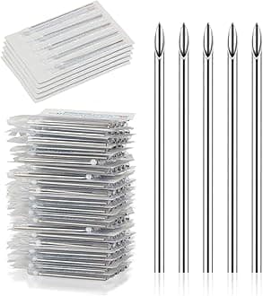 YONGDA 16G 50pcs Hollow Piercing Needles - 316L Stainless Steel Jewelry Needles, Thin Sharp Tips for Nostril & Eyebrow Piercing Jewelry