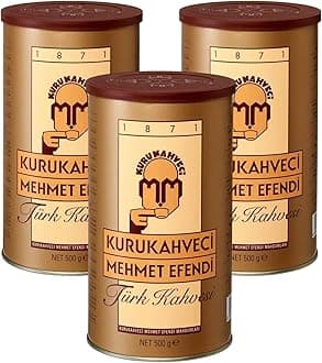 Turkish Coffee, Arabica Beans, Roasted Ground,Rich Aroma, Fresh, Medium to Heavy-bodied, Original Taste Since 1871 (17.6 OZ / 500 Gr) Pack of 3