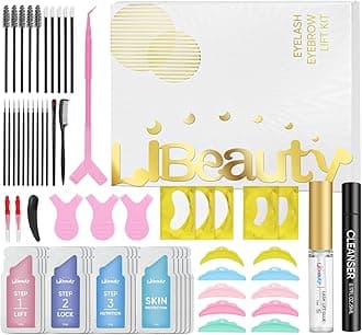 Libeauty Lash Lift Kit & Brow Lamination, Korean Made Eyelash Perming Lotion for Home Salon, Professional DIY Curling Starter Set with Strong Glue & Individual Sachets, 20 Pcs