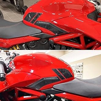 3D Stickers Motorcycle Fuel Tank Sides Protection and Decoration in Resin Compatible with Ducati Supersport 939 2017-2020 Color Carbon Black