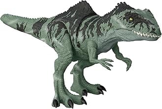 Mattel Jurassic World Dominion Strike 'n Roar Dinosaur Action Figure, Giganotosaurus Green Dino Toy with Striking Motion & Sounds
