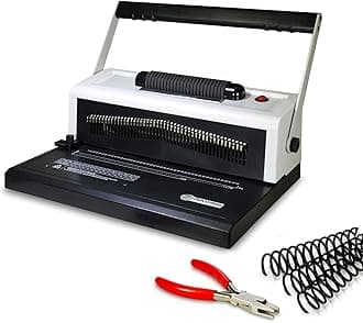 Coilbind S25A Spiral Coil Binding Machine for Office – Hole Punch with Electric Coil Inserter – Adjustable Margins & Disengaging Pins – Free Crimper Tool & 100 Coils – 4:1 Pitch – 20 Sheet Capacity