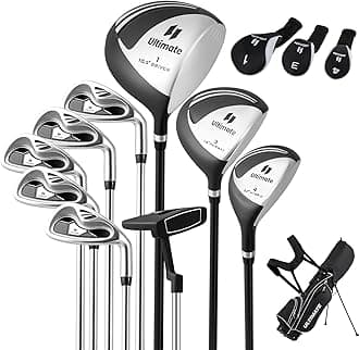 Tangkula 9/10 Pieces Men's Complete Golf Clubs Set, Golf Club Package Set with 460CC Driver, Fairway Wood & Hybrid, Irons, Putter, Portable Regular Golf Club Set