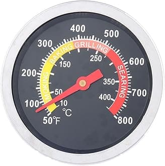 Mtsooning 2 3/8" Face 800F Charcoal BBQ Thermometer, Barbecue Temperature Gauge Grill Pit Wood Smoker Outdoor Meat Beef Pork Lamb Cooking Heating Camping Replacement Parts
