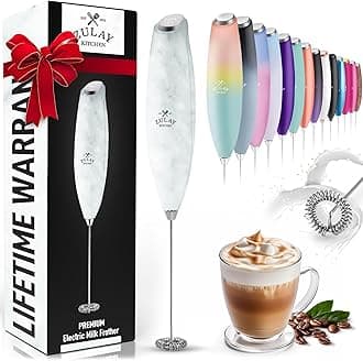 Zulay Powerful Milk Frother With Upgraded Titanium Motor - Handheld Electric Whisk for Coffee, Latte, Matcha - Mini Mixer and Blender for Frappe - No Stand - Quartz