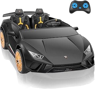 ELEMARA Lamborghini 2 Seater Ride on Car for Kids, 12V10Ah Battery Kids Car, 4.0mph, Max 130lb Large Side by Side Electric Car with Remote,3 Speeds,MP3,LED Light,Spring Suspension for Kids 3-8, Black