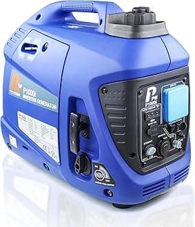 P1 P1000i Petrol Generator for Portable Power. 1000W Powered by Hyundai. Ultra Quiet 4 Stroke Lightweight Suitcase Inverter. Pure Sine Wave. 2 Year Warranty, Blue