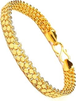 CUTE GOLDBracelets for Men and Boys - Chain Bracelet Birthday Gift for Husband (8-Inch)(BRC-B004)