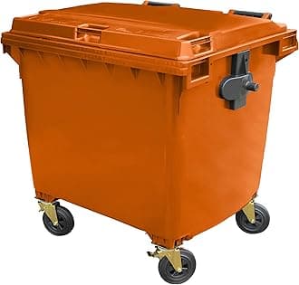 Orange 1100 ltr 4 Wheel Wheelie Bin - Large Size 4-Wheel Wheelie Bin - Tough & Durable - For All Your Outdoor Rubbish & Recycling - EN840 Certified & Tested