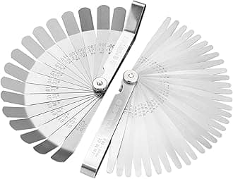 Feeler Gauge Set Stainless Steel, 32 Blades Tapered and 16 Blades Offset Filler Gauge Set, Dual Marked SAE and Metric Feeler Guages for Spark Plug, Valve, Piston, Guitar