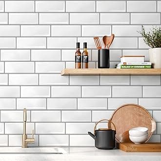 Livebor Peel and Stick Backsplash Wallpaper Kitchen Wallpaper 11.8inch x 78.7inch Tile Peel and Stick for Kitchen Countertop Tile Backsplash Contact Paper Waterproof Self Adhesive for Bathroom Vinyl
