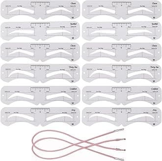 12 Pcs Reusable Eyebrow Stencil, Eyebrow Template with Elastic Band for Beginners (eyebrow distance 2.5cm)