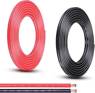 8 Gauge Wire, 20FT Red and Black Stranded Oxygen-Free Copper Wire, Flexible 8 AWG Copper Wire for Automotive Boat Marine Solar Panel LED Lights (8AWG, 20FT)