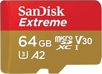SanDisk Extreme MicroSDXC SD Card, 64GB, Black, SDSQXAH-064G-GN6MA, SanDisk Extreme microSD UHS-I Card with Adapter…