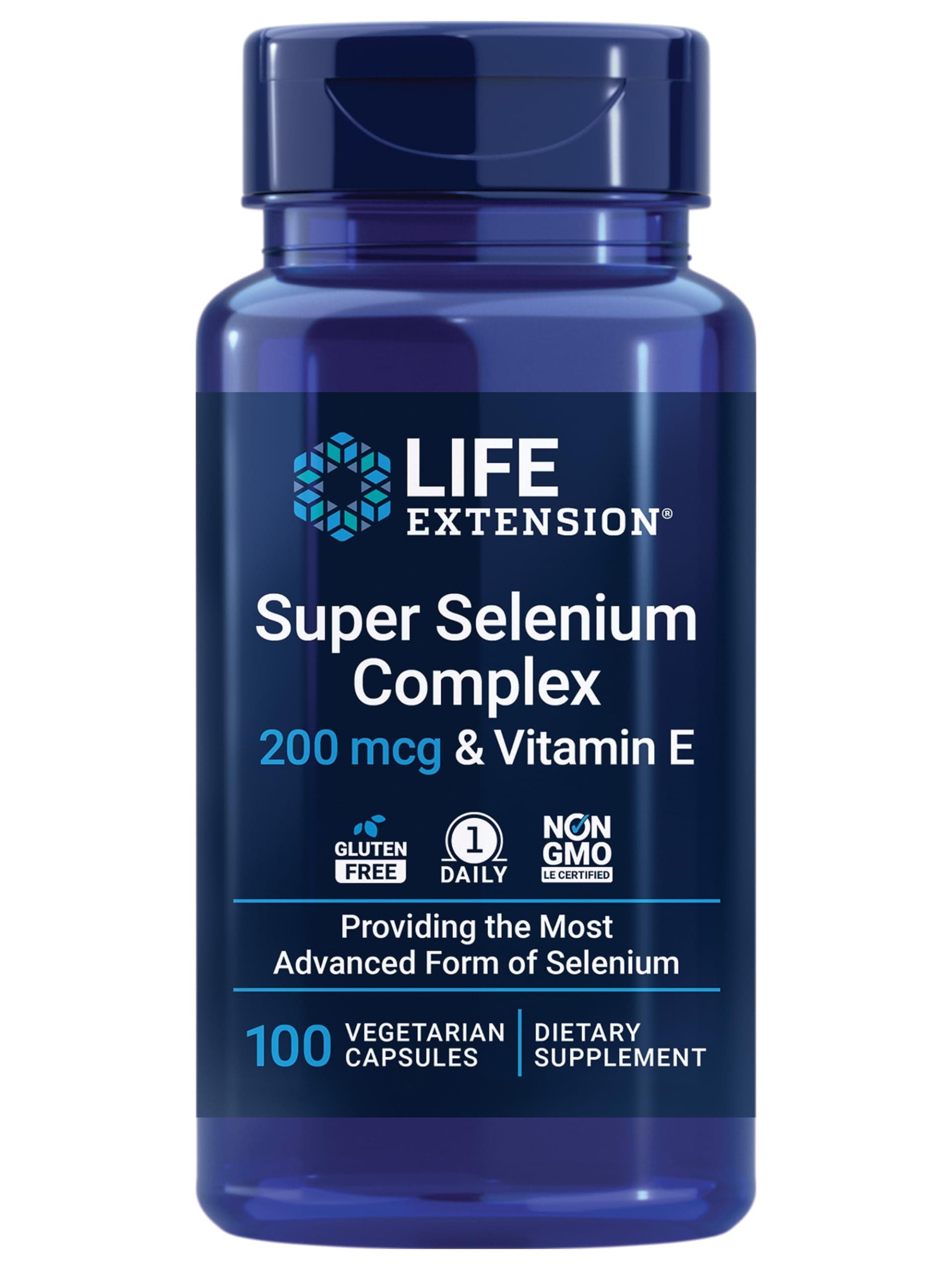 Super Selenium Complex 200 mcg & Vitamin E Providing the Most Advanced Form of Selenium, 100 Vegetarian Capsules