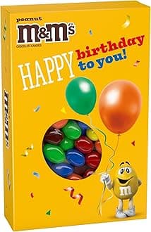 M&M'S Peanut Milk Chocolate Candy Happy Birthday Card and Gift Box All in One Birthday Present for All Ages, 10.05 Oz Box