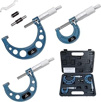 HDLNKAK Outside Micrometer Set, 0-3" Machinist Micrometer, 3 Pcs Machinist Tool Set, 0.0001" Graduation Micrometer Set, Alloy Precision Micrometer, Micrometer Standard Set with Case