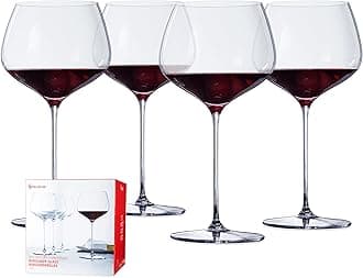 Willsberger Burgundy Wine Glasses, Set of 4, European-Made Lead-Free Crystal, Classic Stemmed, Dishwasher Safe, Professional Quality Red Wine Glass Gift Set, 25.6 oz