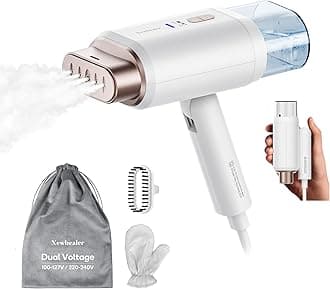 Professional Business Travel Steamer, 1200W High-Power Dual Voltage (100-240V), Fast 20s Heat Up for Clothes Horizontal Vertical Steaming, Foldable & Solid 1.72 lbs, 180ml (Gold)