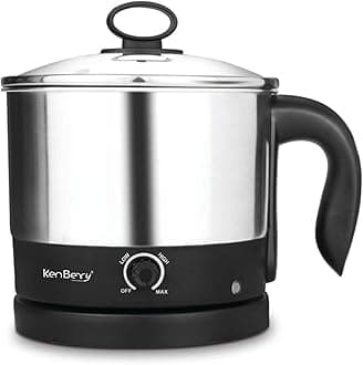 KenBerry Handy Cook Multipurpose Stainless Steel Electric Kettle | Multi Kettle | Multi Cooker | Travel Kettle | Make Infant Food, Instant Food, Tea, (1.5 L, Steel), 600 Watts