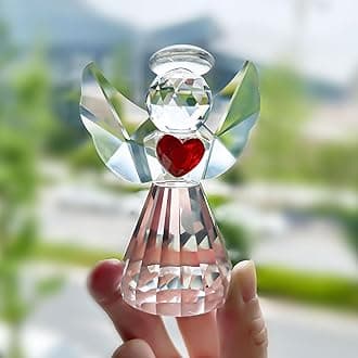 3.3inch Crystal Guardian Angel Figurine Art Glass Angel Ornaments Statues for Mom Women Home Table Paperweight Decoration Collectible,Clear