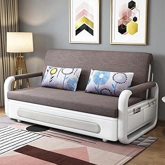 Foldable Sofa Bed - Modern Style Living Room and Bedroom Comfortable Sofa with Storage - Double-Seat Multi-Functional Soft Sofa (brown, 128CM)