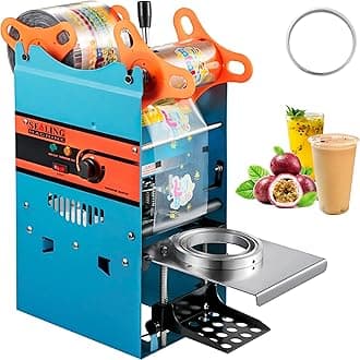 VEVOR Manual Boba Tea Sealer Machine, 300-500 Cup/h, 90/95mm Cup Diameter, Blue, Carbon Steel & ABS Plastic