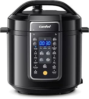 COMFEE’ 12-in-1 Electric Pressure Cooker, Instant Multi, Non-Stick Pot, Yogurt Maker, Rice Cooker, Slow, Sauté Steamer, Pressure Cooker 6 Quart Black