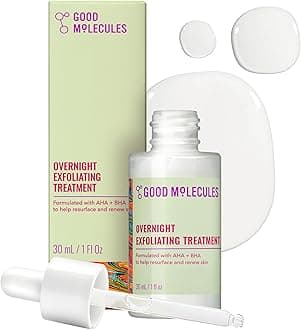 Good Molecules Overnight Exfoliating Treatment - Face Exfoliator with AHA & BHA Lightweight Formula - Pore Minimizer, Facial Skin Care with Glycolic & Salicylic Acid