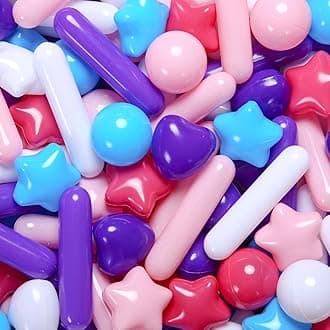 STARBOLO Ball Pit Balls Assorted Shapes for Toddlers - Macaron 200 Ball Pit Balls Crush Proof Plastic Toy Balls for Toddlers Ball Pits, Ball Pit Play Tent, Baby Pool Water Toys(Mixed 5 Colors)