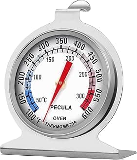 PECULA Oven Thermometer 50-300°C/100-600°F, Oven Grill Fry Chef Smoker Analog Thermometer Instant Read Stainless Steel Kitchen Cooking Thermometer
