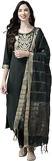 INDO ERAWomen's Yoke Design Straight Kurta & Pant with Dupatta Set
