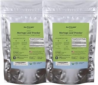 Zen Principle 2-Pack Premium Organic Moringa Oleifera Leaf Powder. USDA Certified Organic.