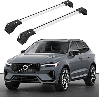 ERKUL Roof Rack Cross Bars for Volvo XC60 2018-2026 | Aluminum Crossbars with Anti Theft Lock for Rooftop | Compatible with Flush Rails - Silver